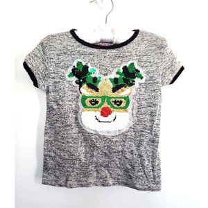 Sequin Reindeer Christmas Shirt Girls